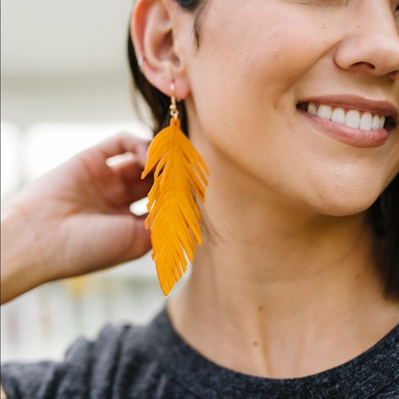 Don't Leave Me Earrings In Mustard - Picture 2 of 5